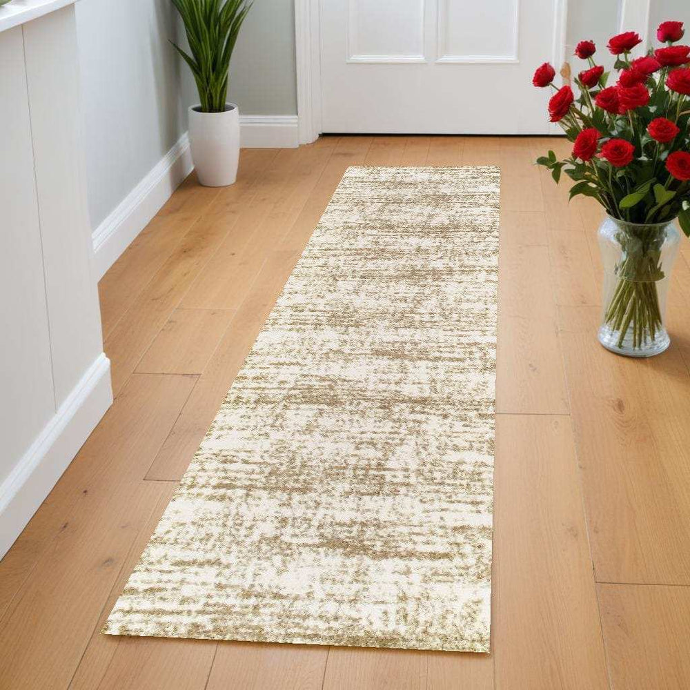 2' X 8' Ivory And Gray Abstract Strokes Runner Rug - Homeroots - Flyclothing LLC