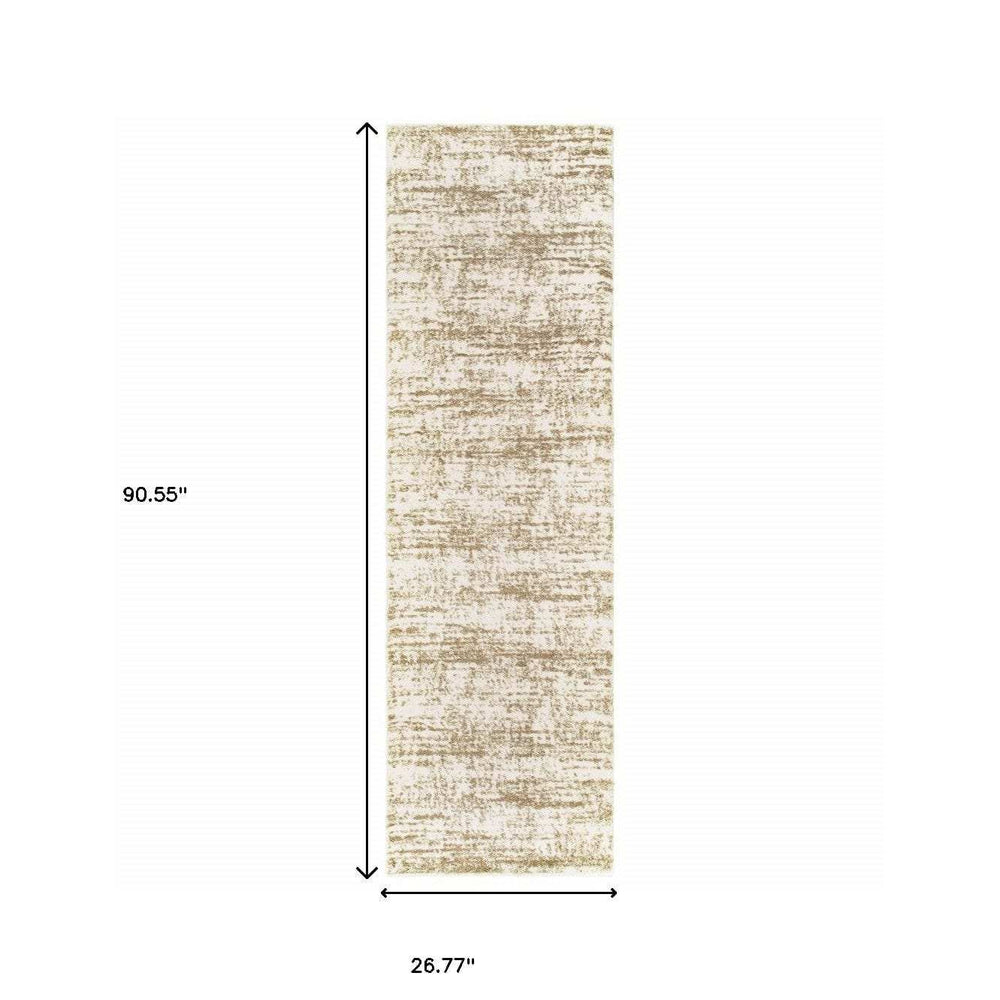 2' X 8' Ivory And Gray Abstract Strokes Runner Rug - Homeroots - Flyclothing LLC