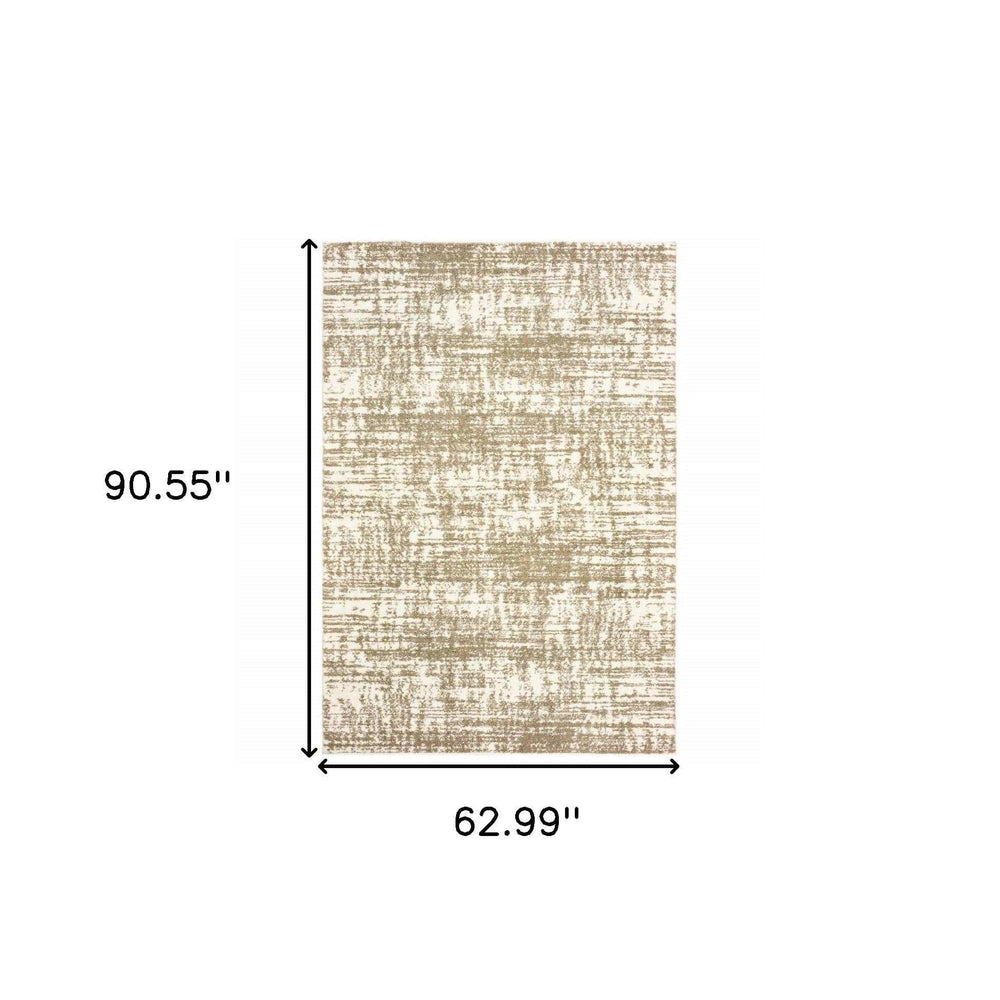 5' X 8' Ivory And Gray Abstract Strokes Area Rug - Homeroots - Flyclothing LLC