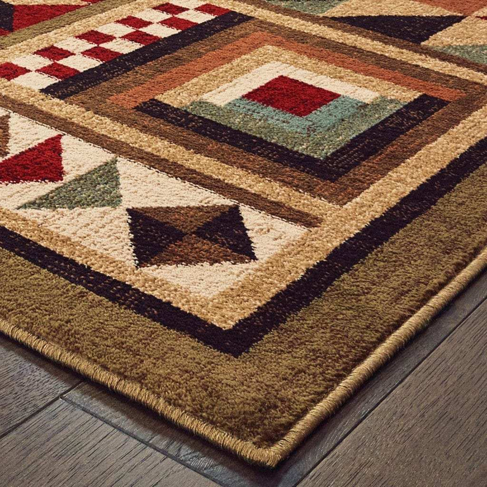 8' X 10' Brown And Red Ikat Patchwork Area Rug - Homeroots - Flyclothing LLC