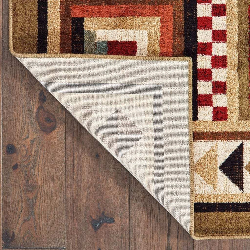 8' X 10' Brown And Red Ikat Patchwork Area Rug - Homeroots - Flyclothing LLC