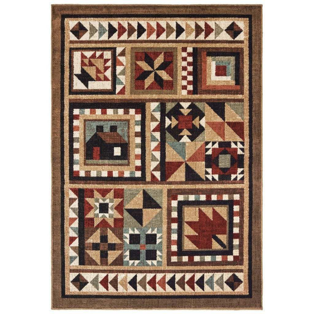 8' X 10' Brown And Red Ikat Patchwork Area Rug - Homeroots - Flyclothing LLC