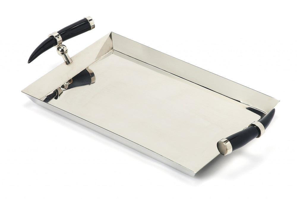 19" Silver Stainless Steel Serving Tray - Homeroots - Flyclothing LLC