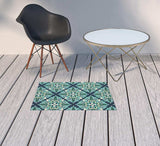 2' X 3' Blue and Green Floral Indoor Outdoor Area Rug - Homeroots - Flyclothing LLC