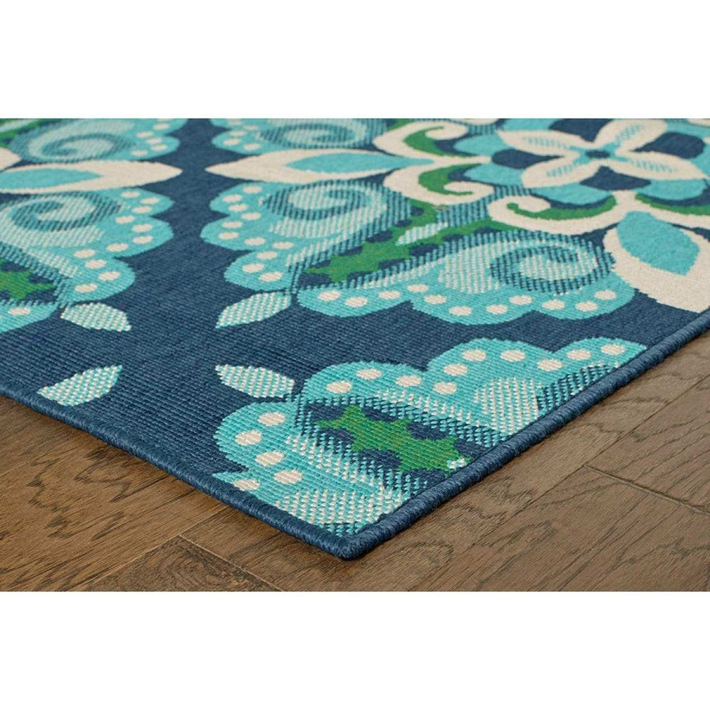 2' X 3' Blue and Green Floral Indoor Outdoor Area Rug - Homeroots - Flyclothing LLC