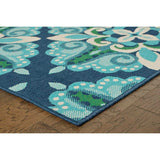 2' X 3' Blue and Green Floral Indoor Outdoor Area Rug - Homeroots - Flyclothing LLC