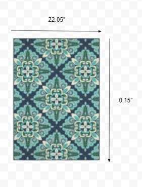 2' X 3' Blue and Green Floral Indoor Outdoor Area Rug - Homeroots - Flyclothing LLC