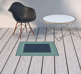 2' X 3' Blue and Green Indoor Outdoor Area Rug - Homeroots - Flyclothing LLC