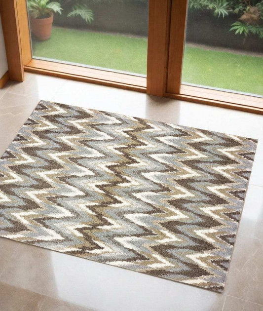 2' X 3' Gray Shag Power Loom Area Rug - Homeroots - Flyclothing LLC