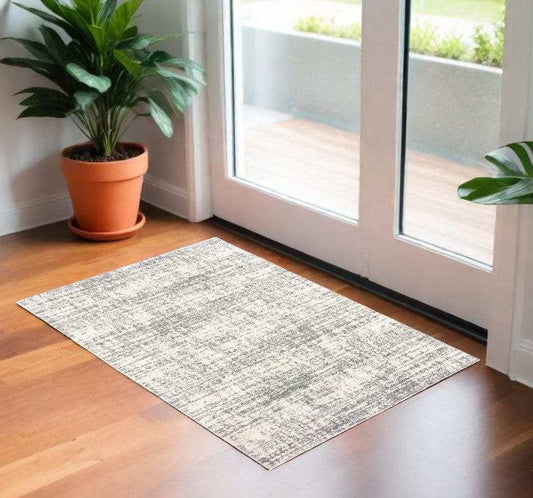 2' X 3' Gray and Ivory Shag Power Loom Area Rug - Homeroots - Flyclothing LLC