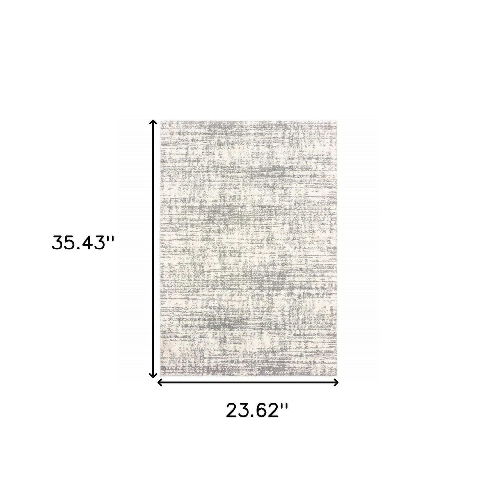 2' X 3' Gray and Ivory Shag Power Loom Area Rug - Homeroots - Flyclothing LLC