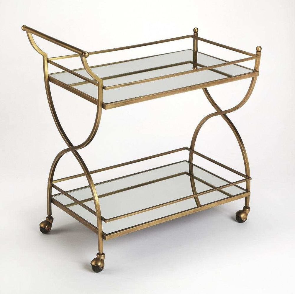 Antique Gold Bar Cart - Homeroots - Flyclothing LLC