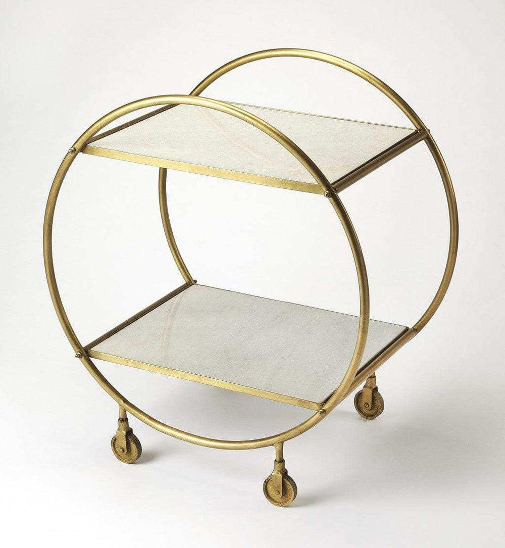 Modern Gold And White Marble Rolling Server - Homeroots - Flyclothing LLC