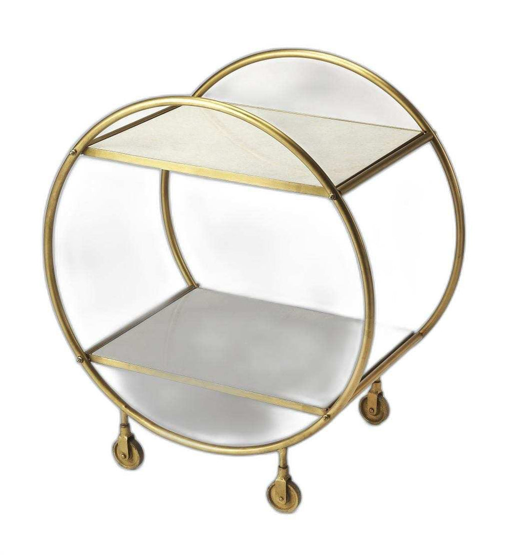Modern Gold And White Marble Rolling Server - Homeroots - Flyclothing LLC