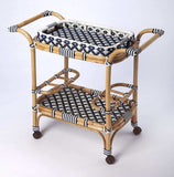 Blue And White Rattan Bar Cart - Homeroots - Flyclothing LLC