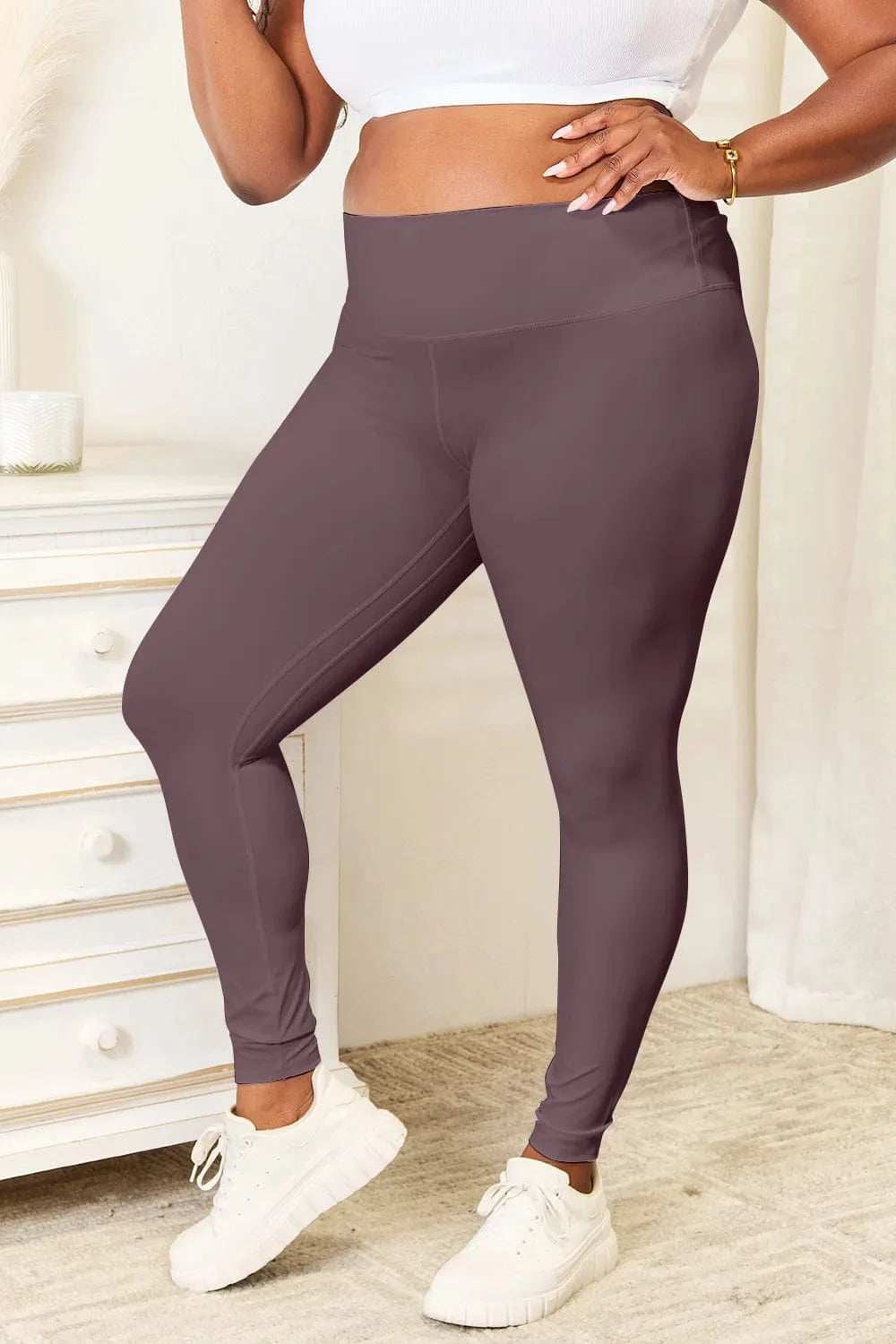 Double Take Wide Waistband Sports Leggings - Trendsi - Flyclothing LLC