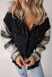 Drawstring Raw Hem Button Up Hooded Denim Jacket - Trendsi - Flyclothing LLC
