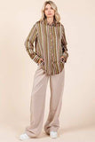 Mittoshop Striped Button Down Satin Shirt - Trendsi - Flyclothing LLC