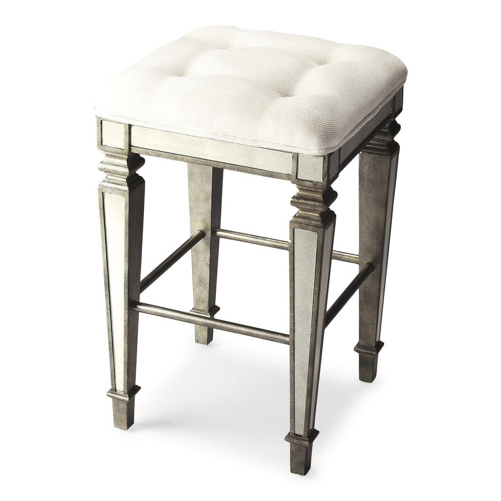 30" White And Silver Backless Counter Height Bar Chair - Homeroots - Flyclothing LLC