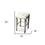 30" White And Silver Backless Counter Height Bar Chair - Homeroots - Flyclothing LLC