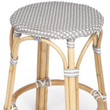 24" Natural Gray and White Rattan Backless Counter Height Bar Chair - Homeroots - Flyclothing LLC