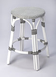 24" Black and White Rattan Backless Counter Height Bar Chair - Homeroots - Flyclothing LLC