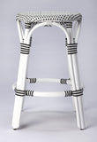 24" Black and White Rattan Backless Counter Height Bar Chair - Homeroots - Flyclothing LLC