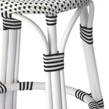 24" Black and White Rattan Backless Counter Height Bar Chair - Homeroots - Flyclothing LLC