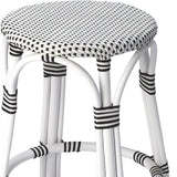 24" Black and White Rattan Backless Counter Height Bar Chair - Homeroots - Flyclothing LLC
