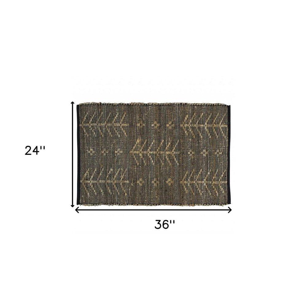 2' X 3' Black Distressed Tribal Scatter Rug - Homeroots - Flyclothing LLC