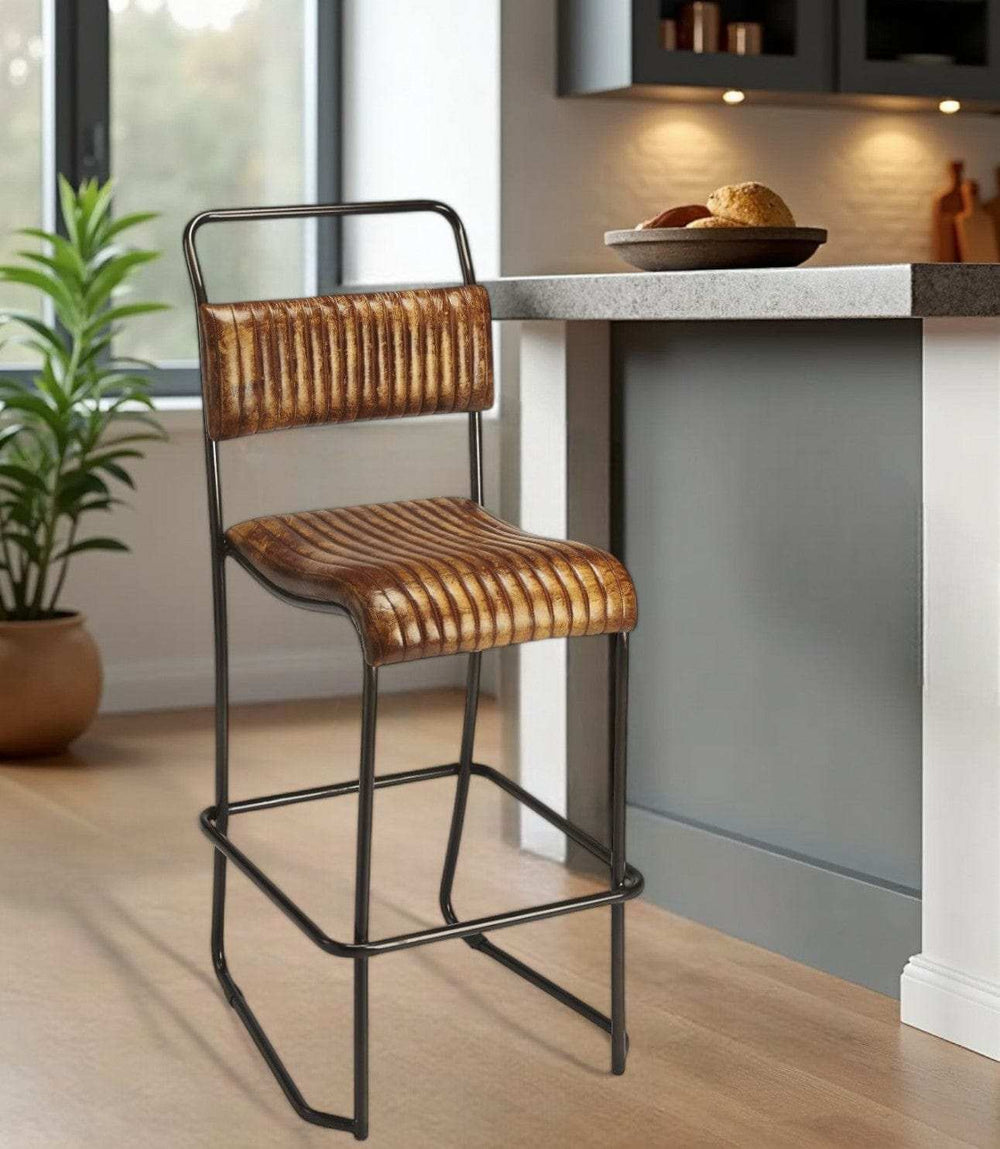Brown And Black Iron Bar Chair - Homeroots - Flyclothing LLC