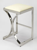 24" Off White And Silver Faux Leather And Iron Backless Counter Height Bar Chair - Homeroots - Flyclothing LLC