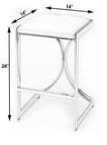 24" Off White And Silver Faux Leather And Iron Backless Counter Height Bar Chair - Homeroots - Flyclothing LLC
