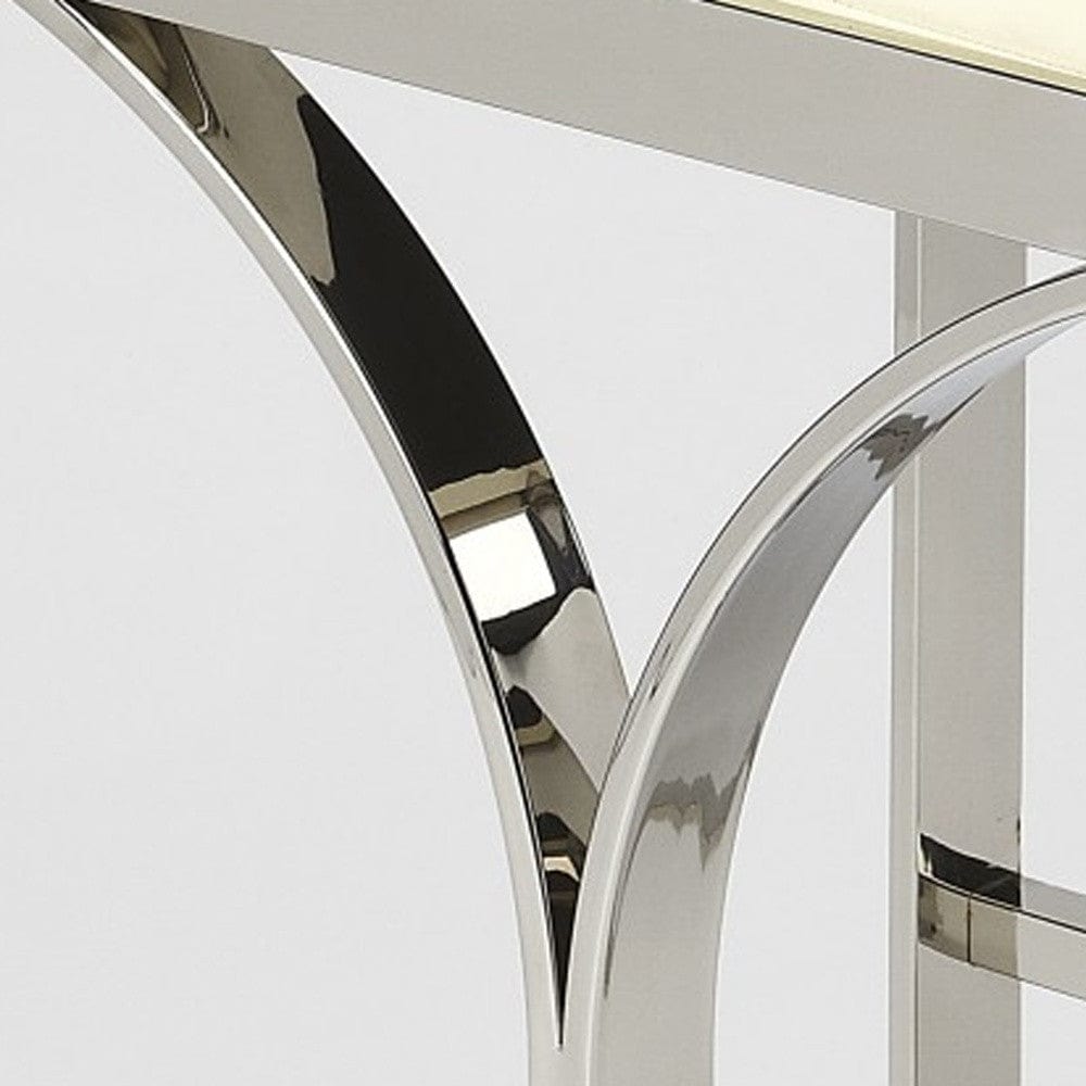 24" Off White And Silver Faux Leather And Iron Backless Counter Height Bar Chair - Homeroots - Flyclothing LLC