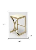 24" Off White And Gold Faux Leather And Iron Backless Counter Height Bar Chair - Homeroots