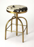 Black Off White And Gold Hair on Hide And Iron Adjustable Height Swivel Bar Chair - Homeroots - Flyclothing LLC