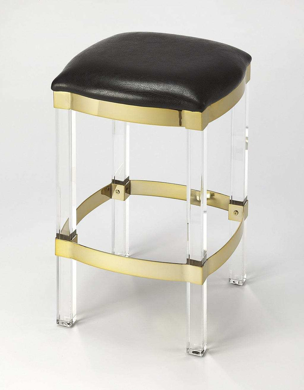 Black And Clear Stainless Steel And Steel Backless Counter Height Bar Chair - Homeroots - Flyclothing LLC