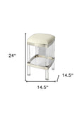 24" White And Clear Acrylic Backless Counter Height Bar Chair - Homeroots