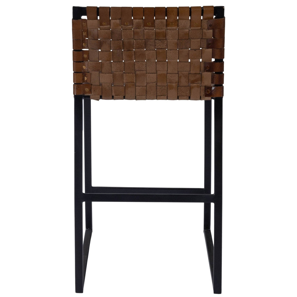 36" Brown And Black Leather And Iron Bar Chair - Homeroots - Flyclothing LLC