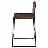 36" Brown And Black Leather And Iron Bar Chair - Homeroots - Flyclothing LLC