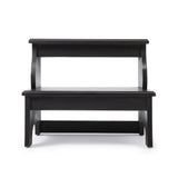 18" Dark Brown Wood Step Stool - Homeroots - Flyclothing LLC