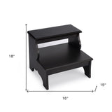 18" Dark Brown Wood Step Stool - Homeroots - Flyclothing LLC