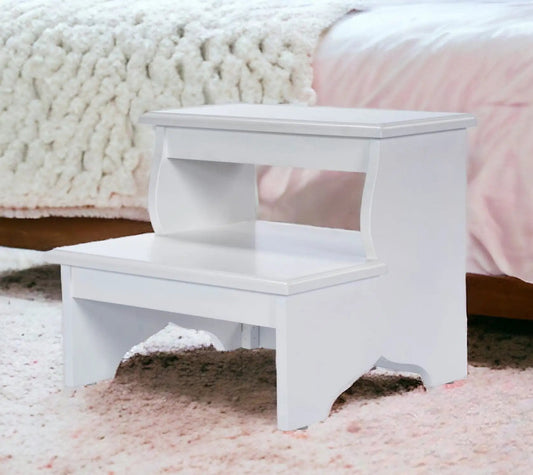 18" White Wood Step Stool - Homeroots