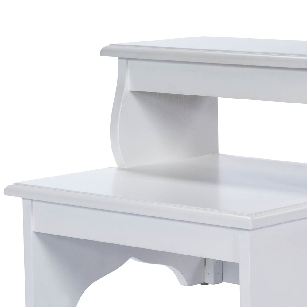 18" White Wood Step Stool - Homeroots - Flyclothing LLC