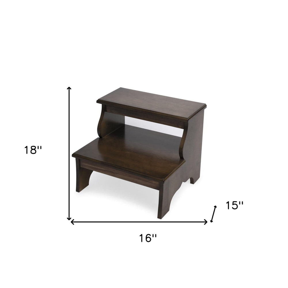 18" Brown Wood Step Stool - Homeroots - Flyclothing LLC