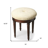 18" Off White Linen And Dark Brown Ottoman - Homeroots - Flyclothing LLC