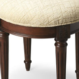 18" Off White Linen And Dark Brown Ottoman - Homeroots - Flyclothing LLC