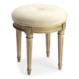 18" Ivory Polyester Blend And Brown Ottoman - Homeroots - Flyclothing LLC