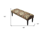 48" Brown Upholstered Wool Southwest Distressed Bench - Homeroots - Flyclothing LLC