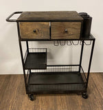 Rolling Rustic Black And Natural Bar Cart - Homeroots - Flyclothing LLC